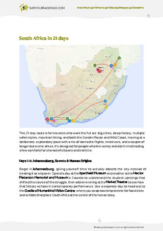 example page 2 from our offline Travel Guide for South Africa